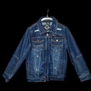 Brand New W/O Tags boy jean jacket in rich blue gently distress *fits like 8/10*